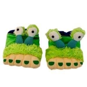 Monster Feet Slippers For Kids By Rich Frog In Green Yellow with Self Closure